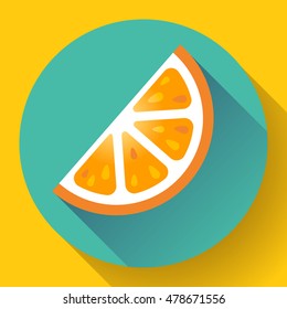 Fruit orange icon flat style with long shadow