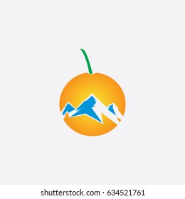 fruit orange icon logo mountain