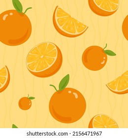 fruit orange illustration cartoon vector seamless pattern.