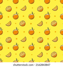 ilustración de naranja frutal cartoon vector patrón sin fisuras.