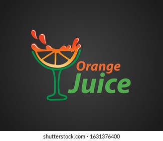 fruit orange juice drink at glass spurt water sari logo design inspiration