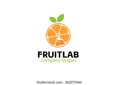 Fruit Orange Lab Beaker Logo Design Illustration
