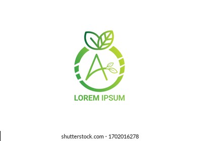 fruit orange A letter logotype design 