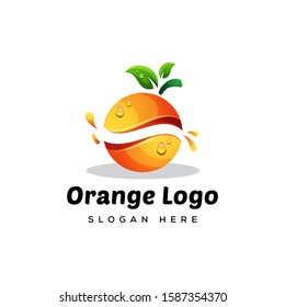 fruit orange logo design, fresh orange logo, juice orange
