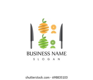Fruit Orange,Lime And Knife Logo 