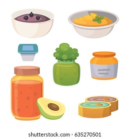 fruit organic jam and smoothie vector illustration.