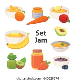 fruit organic jam and smoothie vector illustration.