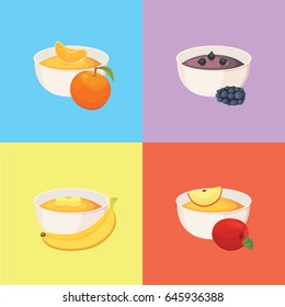 fruit organic jam and smoothie vector illustration.