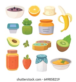 fruit organic jam and smoothie vector illustration.