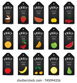 fruit organic tag set art illustration