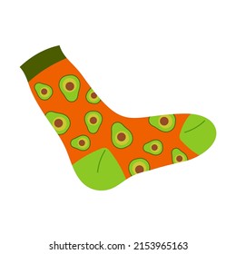 calcetines de lana adornados con fruta. Ilustración vectorial de la elegante colección de artículos de tocador. Calzado cálido de invierno de caricatura aislado en blanco