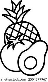 Fruit outline black and white illustration in vector icon