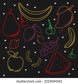 fruit outline blackboard vector illustration