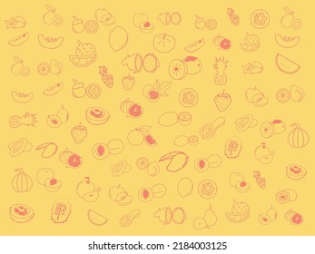 fruit outline doodle background.fresh food seamlees 