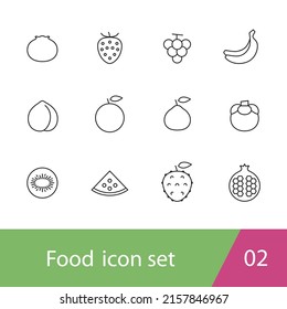 Fruit outline icon set design, vector illustration