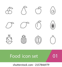 Fruit outline icon set design, vector illustration