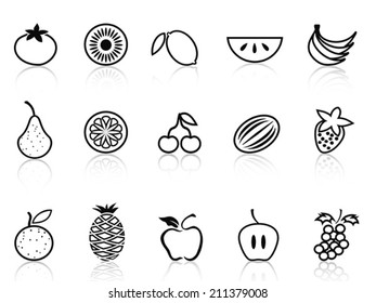 fruit outline icons set