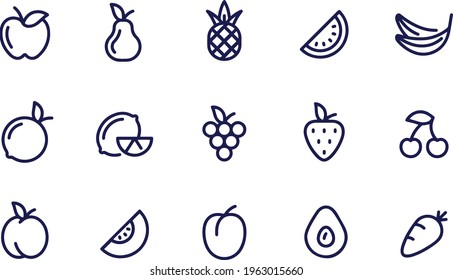 Fruit Outline Icons outline vector design 