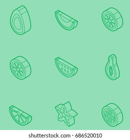 Fruit outline isometric set