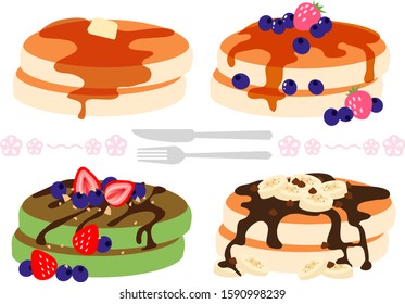 Fruit pancake illustration material set