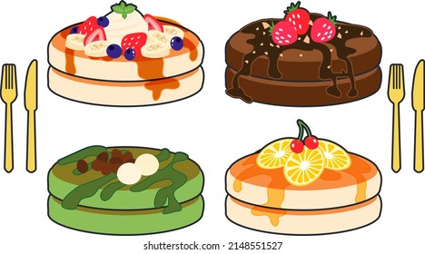 Fruit pancake vector illustration set