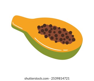 Fruit Papaya in cartoon hand drawn simple style. Editable variable color