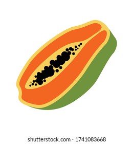 Fruit papaya healthy flat design isolated