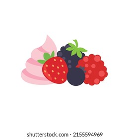 Fruchtparfait und Obstcreme Dekoriert mit verschiedenen Desserts, Donuts, Makaronen, Schokolade.