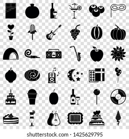 Fruit party icons set. Simple style of 36 fruit party vector icons for web for any design