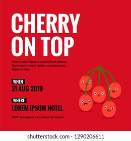 Fruit Party Invitation Design with Cherry Illustration