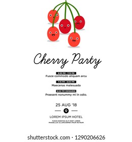 Fruit Party Invitation Design with Cherry Illustration