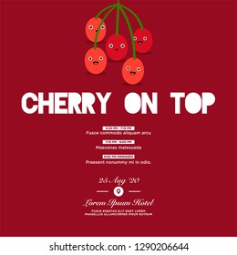 Fruit Party Invitation Design with Cherry Illustration