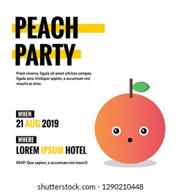 Fruit Party Invitation Design with peach Illustration