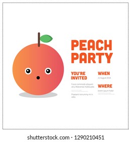 Fruit Party Invitation Design with peach Illustration