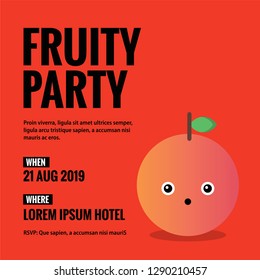 Fruit Party Invitation Design with peach Illustration