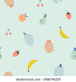 Fondo pastel de frutas, patrón vectorial sin costura 