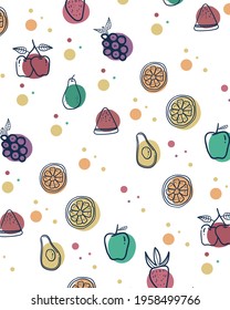 Fruit patern, vector illustration. suitable for ,wrapping paper, cloth, pillow case, bolster cover, bed sheet