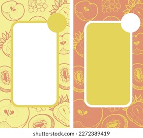 Fruit Pattern (Apple, Pear, Peach, Grape) Fruit Salad Template Design