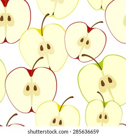 Fruit  pattern. Apple seamless background. Vector white background with apples