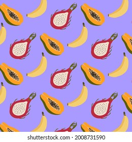 fruit pattern banana dragon fruit papaya