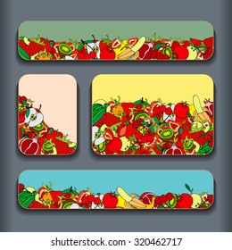 Fruit pattern cards set. vector illustration image