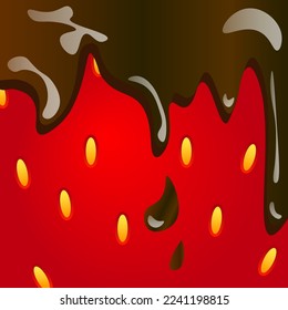 Fruit pattern with chocolate covered strawberry for romantic card to Valentine day vector
