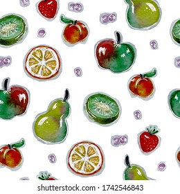 Fruit pattern. Colorful vector illustration