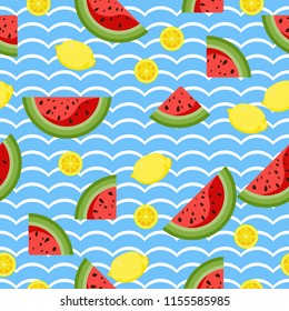 Fruit pattern. Decorative colorful exotic fruit seamless background pattern.