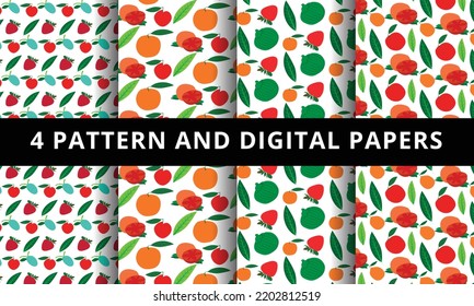 Fruit Pattern Digital Paper Vector Fruit Stock Vector (Royalty Free ...