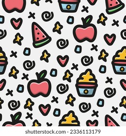 fruit pattern doodle cartoon illustration