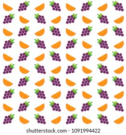 Fruit pattern. Grapes and orange pattern.