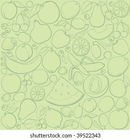 Fruit pattern, great for wallpaper. Vector illustration, fruits are one object.