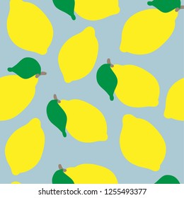  Patrón de frutas. Lemones jugosos, fondo azul. Es bueno para el embalaje, banner, postales. Sencillo patrón impecable.