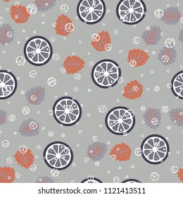 Fruit pattern with lemon and lime, ice cubes and mint leaves on a blue background. Stylish background with citrus for fabric, cover, plastic. Cold cocktail with lemon and lime. Freshness